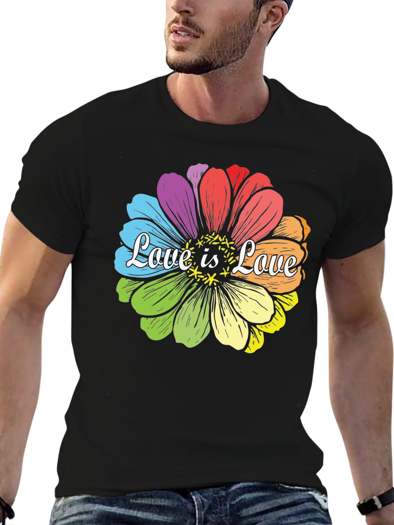 Camiseta Negra Love is Love Floral