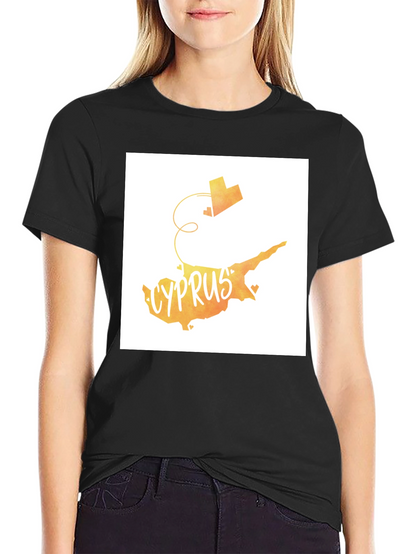 Camiseta Negra con Diseño Chipre Corazón