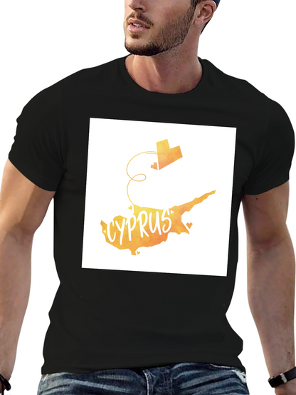 Camiseta Negra con Diseño Chipre Corazón