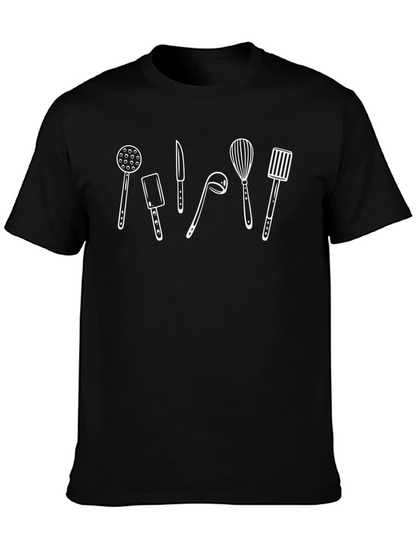 Camiseta Negra con Utensilios de Cocina