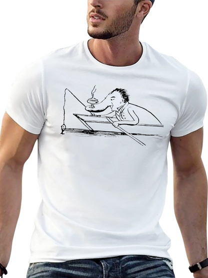 Camiseta Negra Hombre - Diseño Peculiar de Pesca