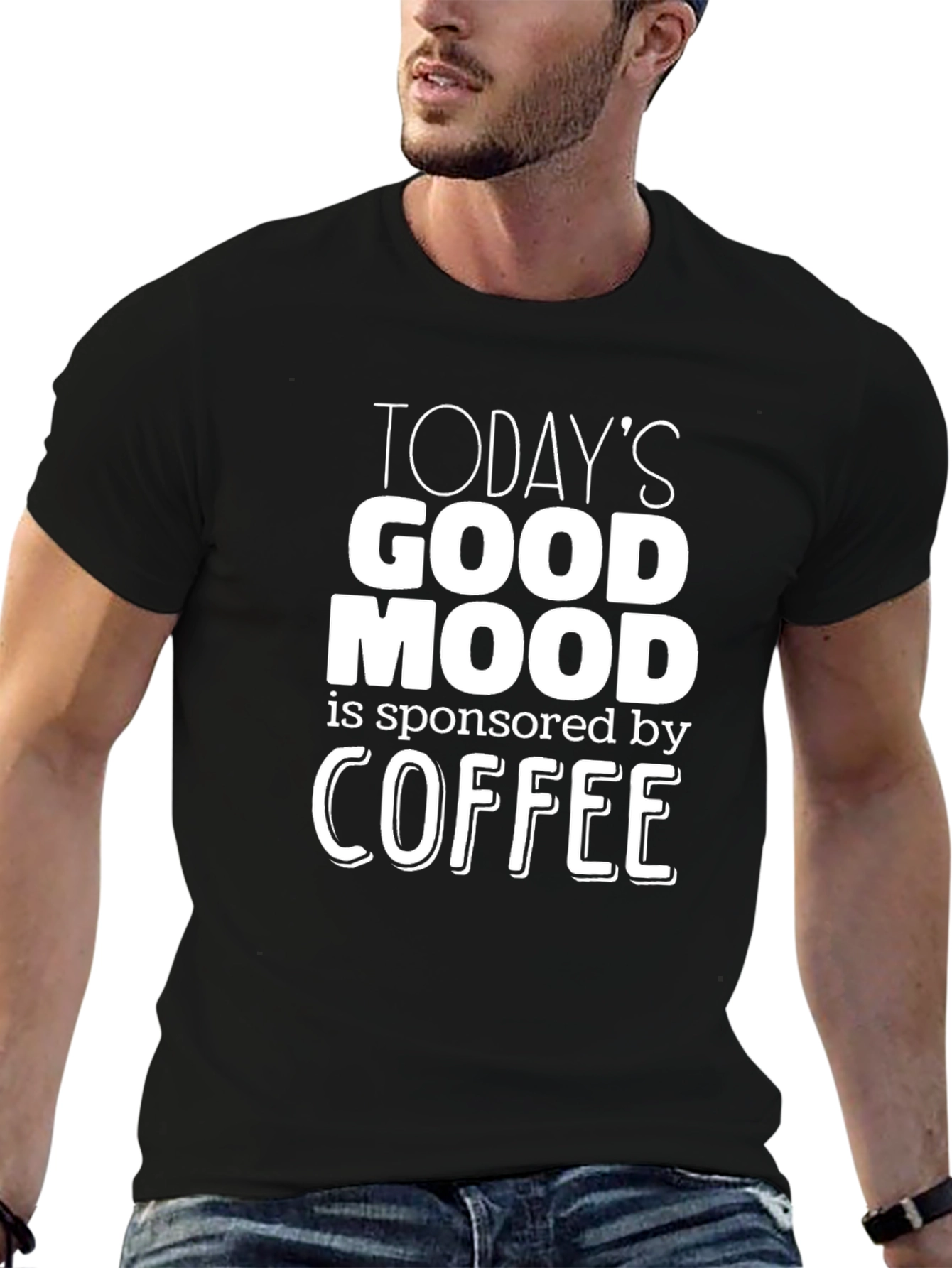 Camiseta Negra con Frase Motivadora de Café