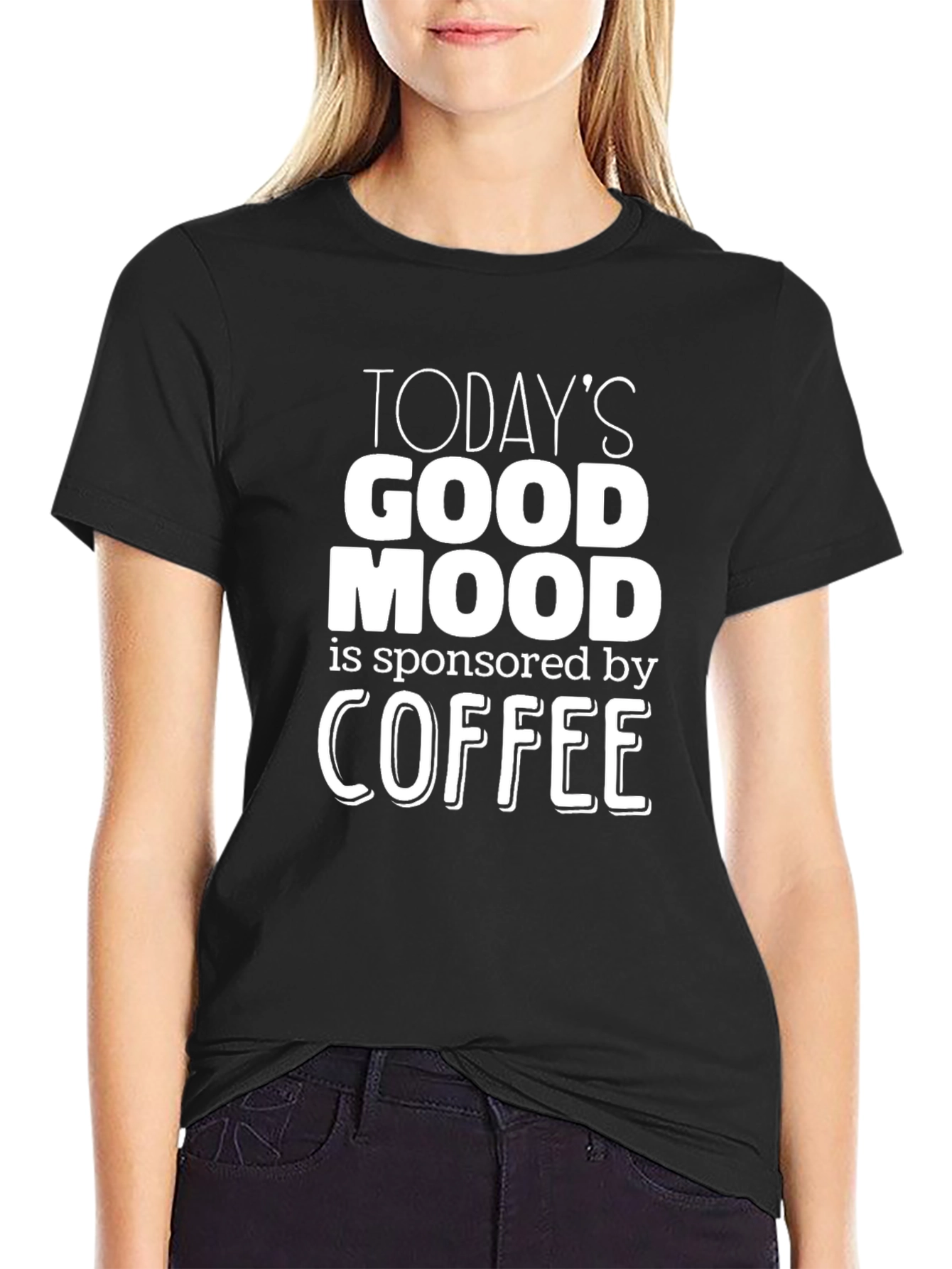 Camiseta Negra con Frase Motivadora de Café