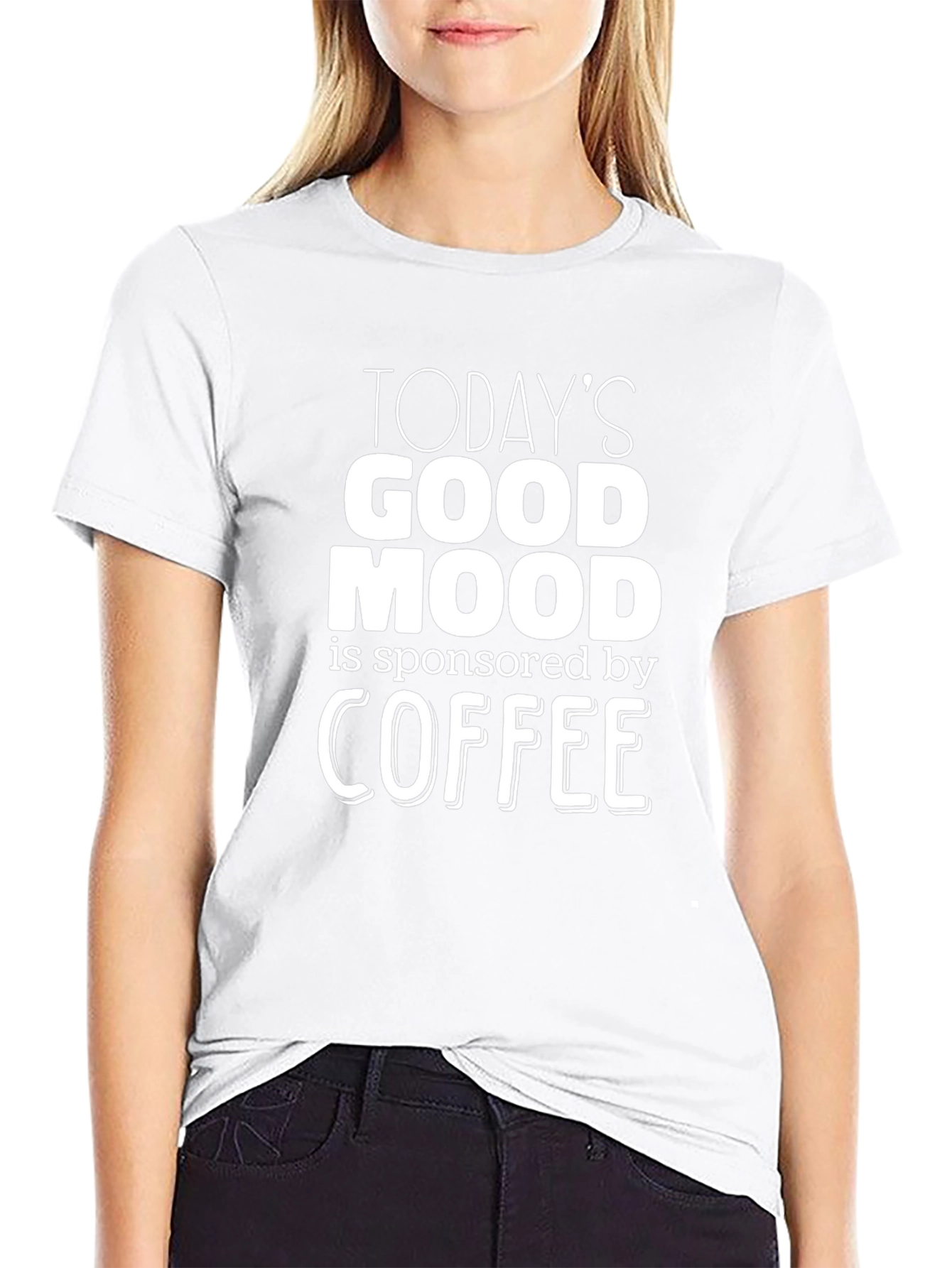 Camiseta Negra con Frase Motivadora de Café