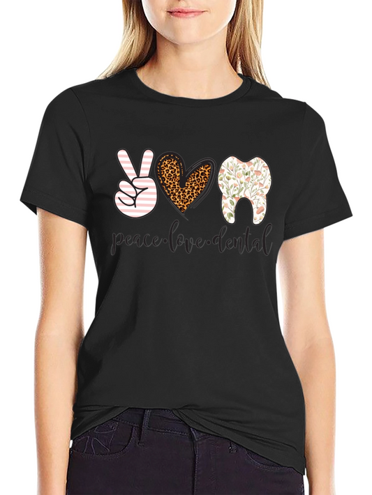 Camiseta Dental Paz Amor Diseño Divertido