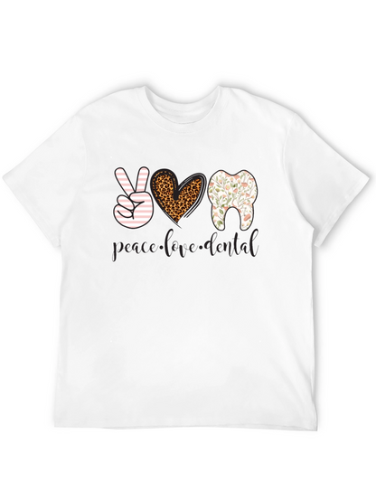 Camiseta Dental Paz Amor Diseño Divertido