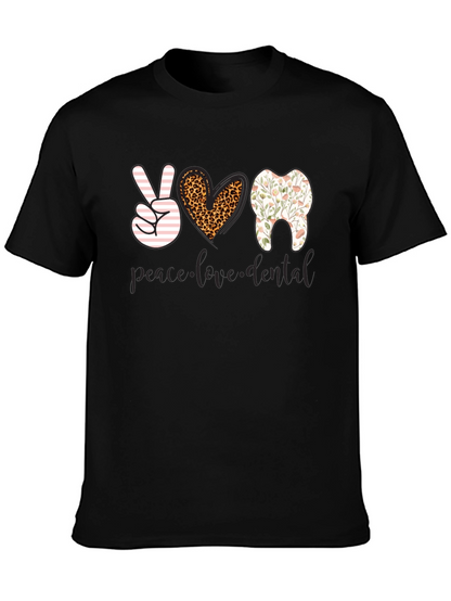 Camiseta Dental Paz Amor Diseño Divertido