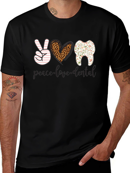 Camiseta Dental Paz Amor Diseño Divertido