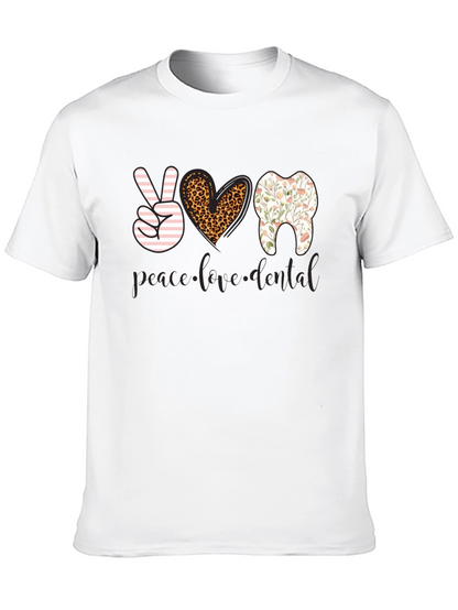 Camiseta Dental Paz Amor Diseño Divertido