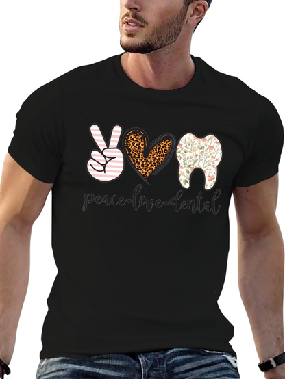 Camiseta Dental Paz Amor Diseño Divertido