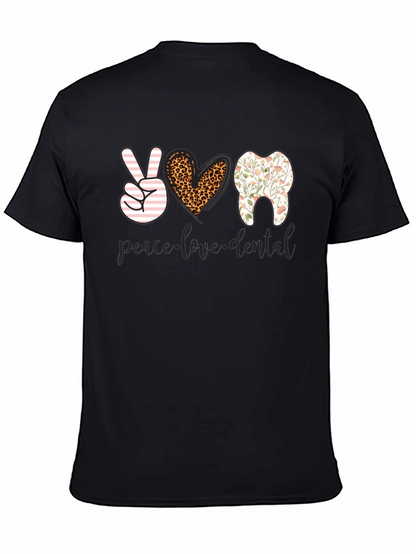 Camiseta Dental Paz Amor Diseño Divertido