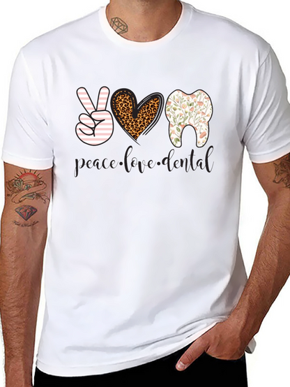 Camiseta Dental Paz Amor Diseño Divertido
