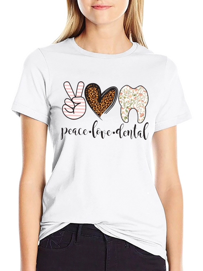 Camiseta Dental Paz Amor Diseño Divertido
