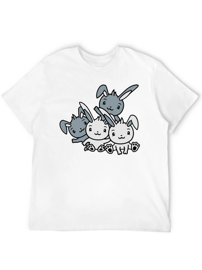 Camiseta Negra con Diseño de Conejitos Adorables