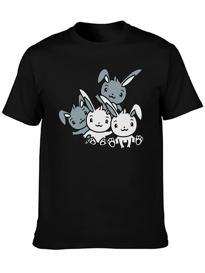 Camiseta Negra con Diseño de Conejitos Adorables