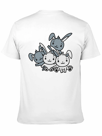 Camiseta Negra con Diseño de Conejitos Adorables