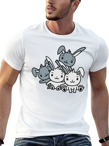 Camiseta Negra con Diseño de Conejitos Adorables