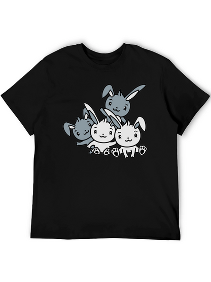 Camiseta Negra con Diseño de Conejitos Adorables