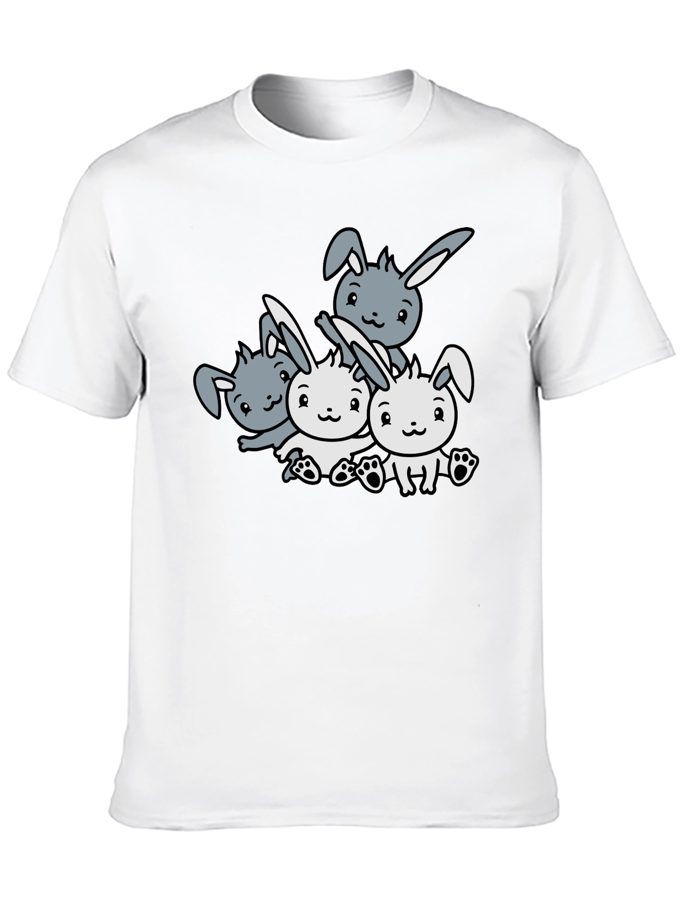 Camiseta Negra con Diseño de Conejitos Adorables