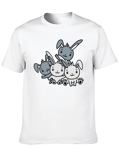Camiseta Negra con Diseño de Conejitos Adorables