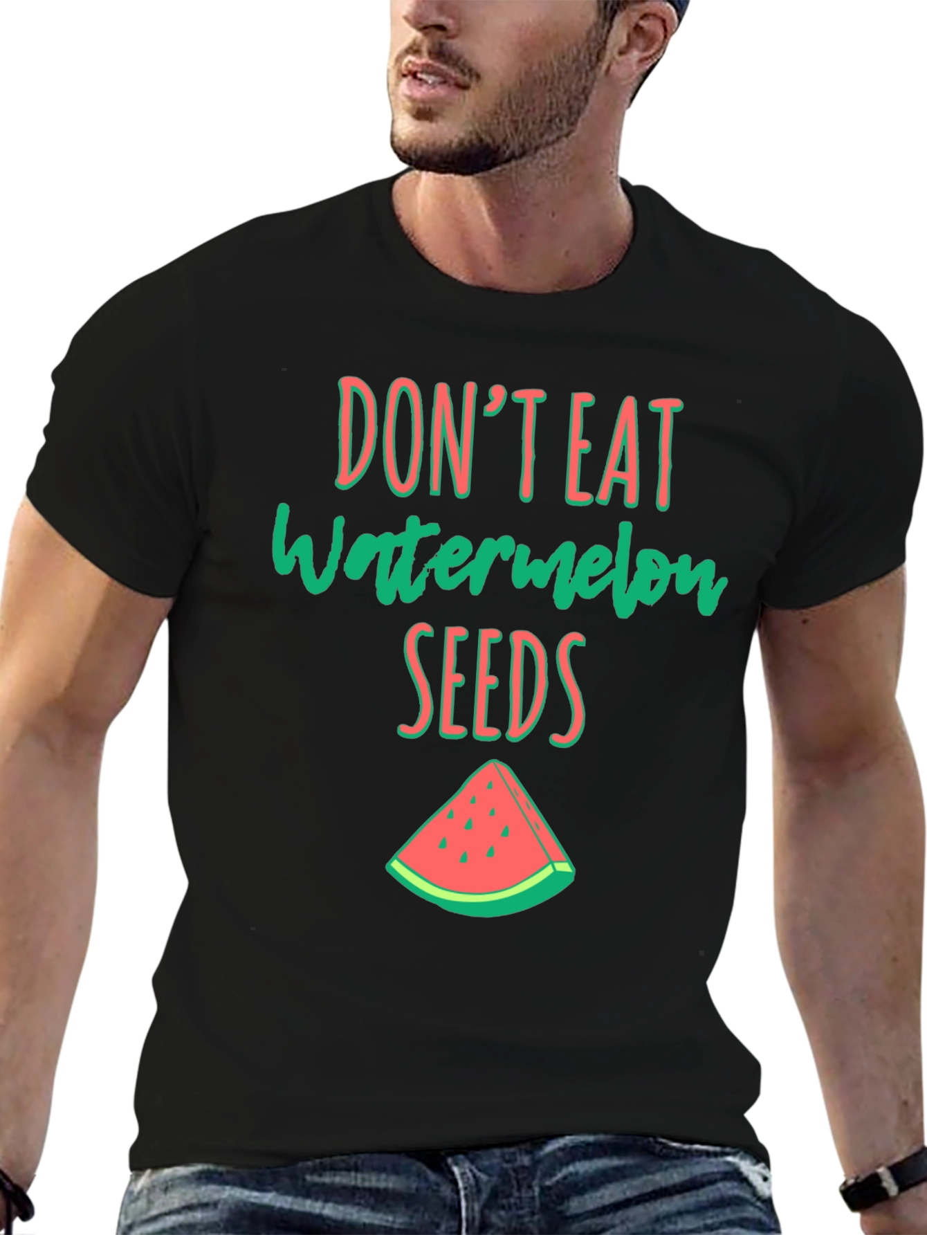 Camiseta Negra con Estampado de Sandia