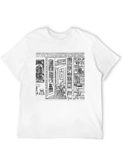 Camiseta Negra con Diseño Gráfico de Bar Artístico