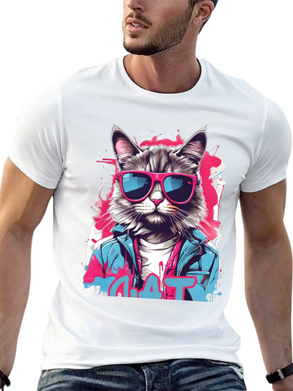 Camiseta Negra con Diseño de Gato Urbano