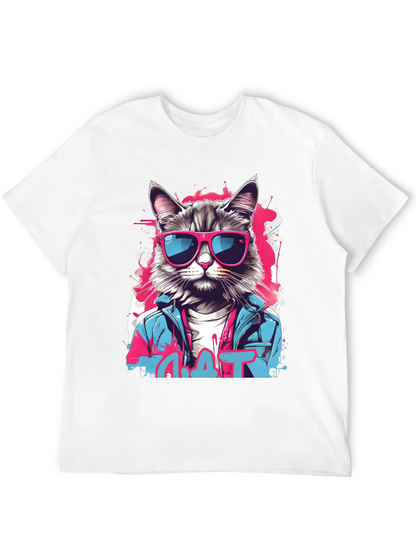 Camiseta Negra con Diseño de Gato Urbano
