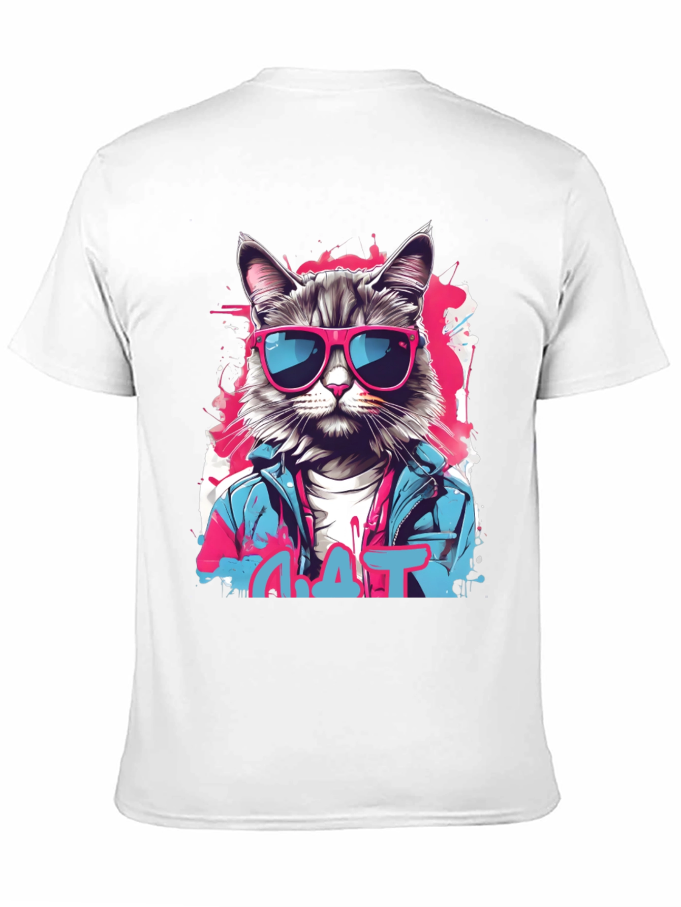 Camiseta Negra con Diseño de Gato Urbano