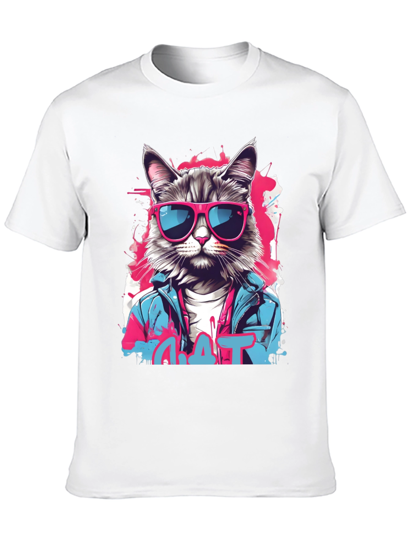 Camiseta Negra con Diseño de Gato Urbano