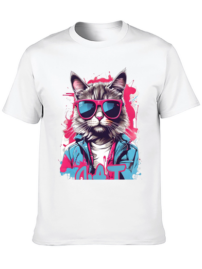 Camiseta Negra con Diseño de Gato Urbano