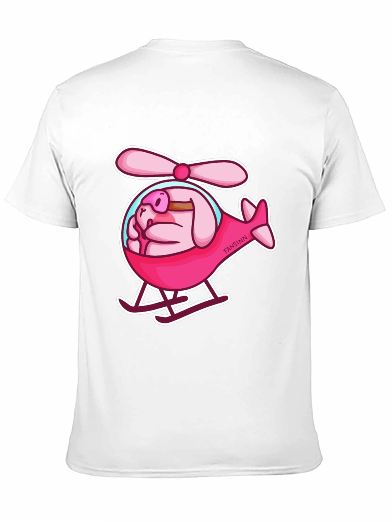 Camiseta Negra con Diseño Divertido de Cerdo Helicóptero