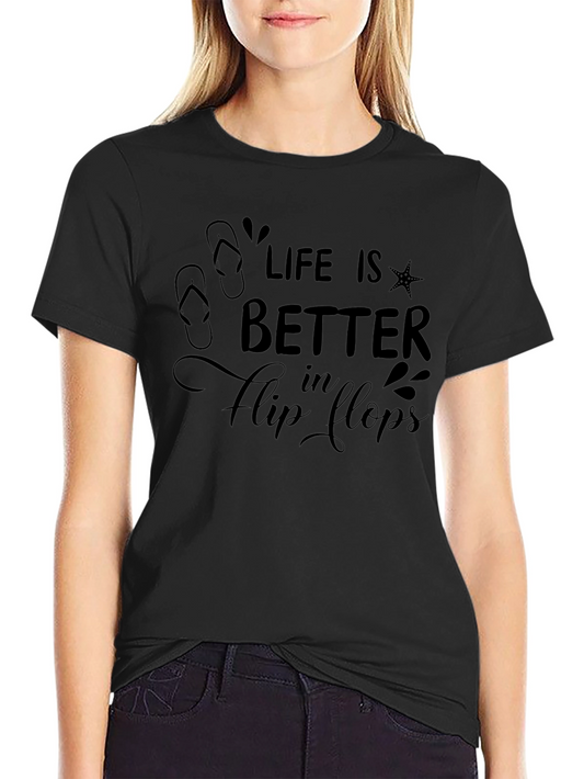 Camiseta Negra Life is Better in Flip Flops
