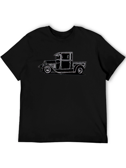 Camiseta Negra con Diseño de Camioneta Clásica