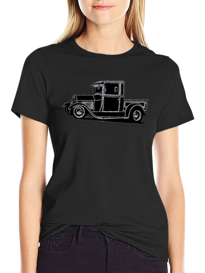 Camiseta Negra con Diseño de Camioneta Clásica