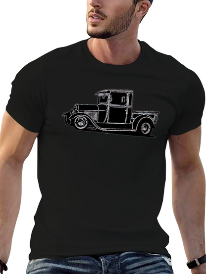 Camiseta Negra con Diseño de Camioneta Clásica