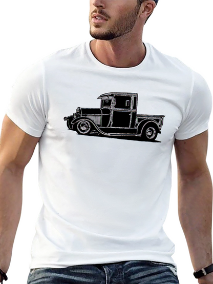 Camiseta Negra con Diseño de Camioneta Clásica