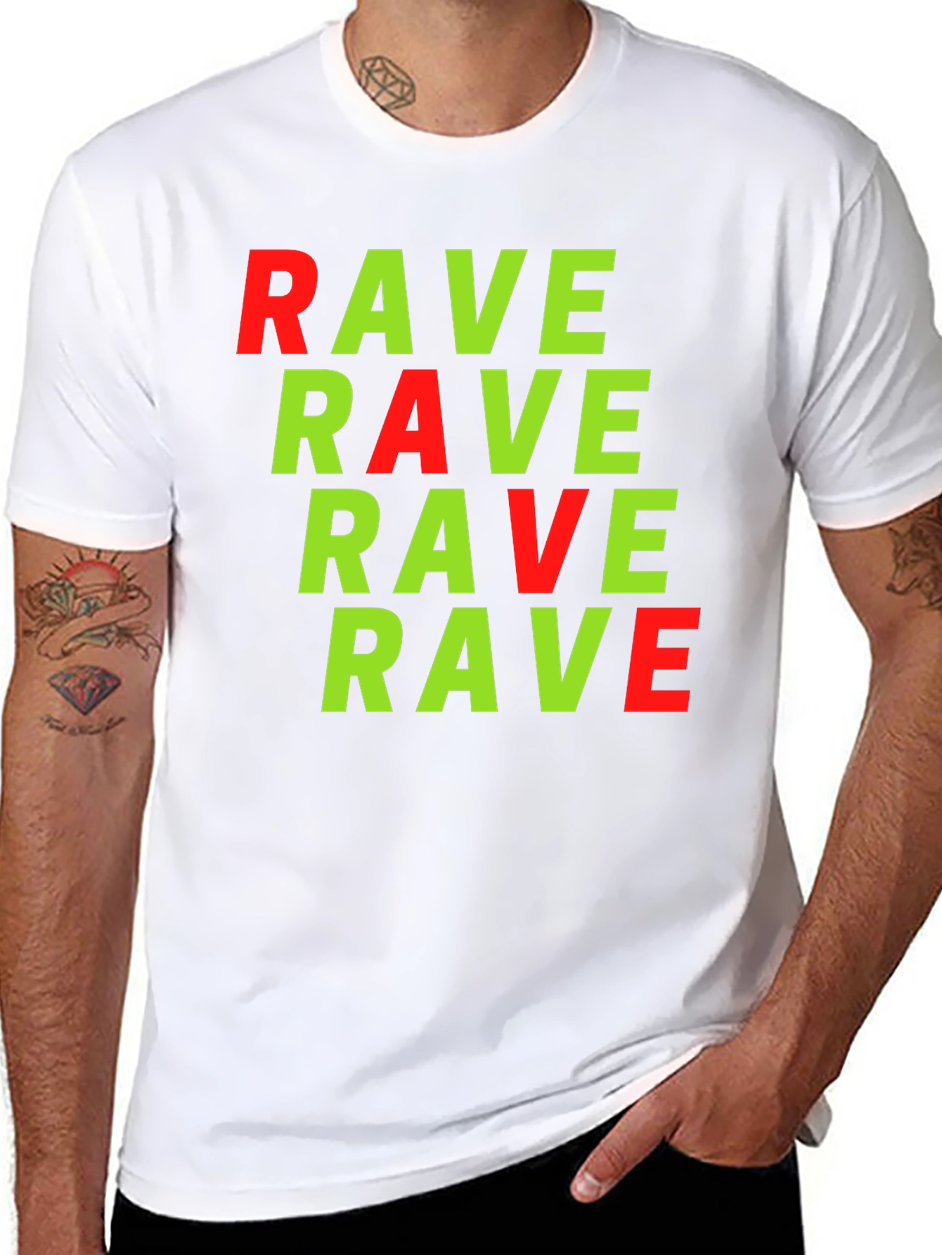 Camiseta Negra con Estampado RAVE