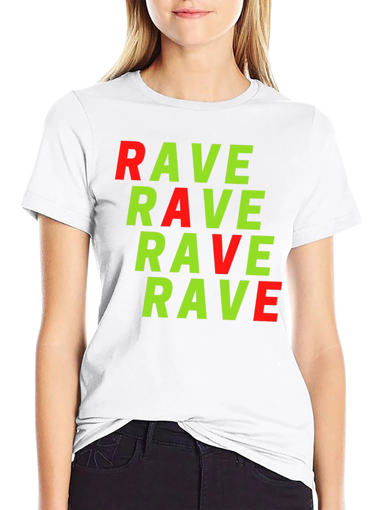 Camiseta Negra con Estampado RAVE
