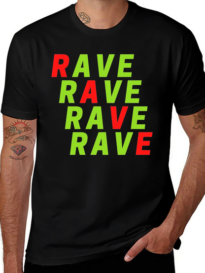 Camiseta Negra con Estampado RAVE