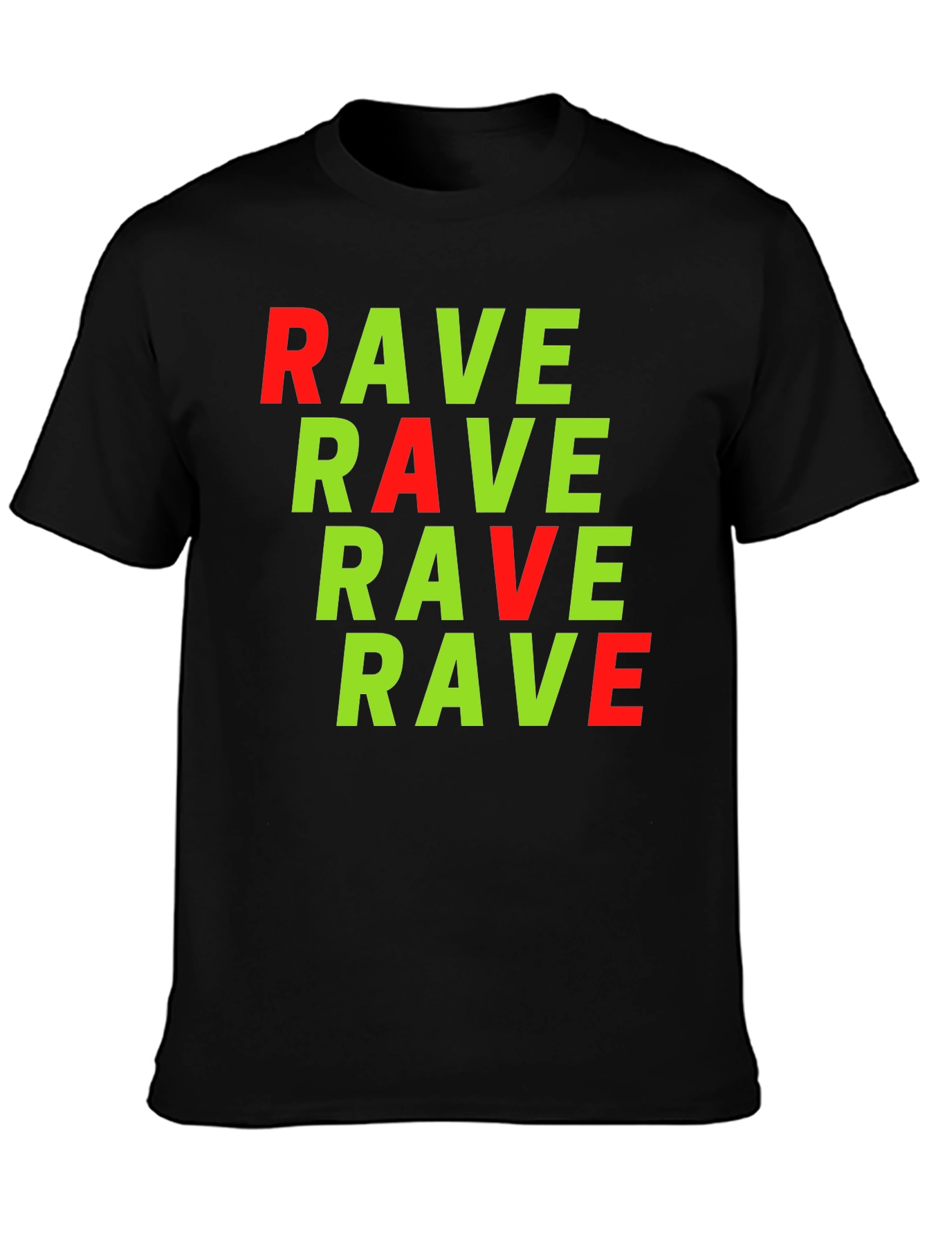 Camiseta Negra con Estampado RAVE