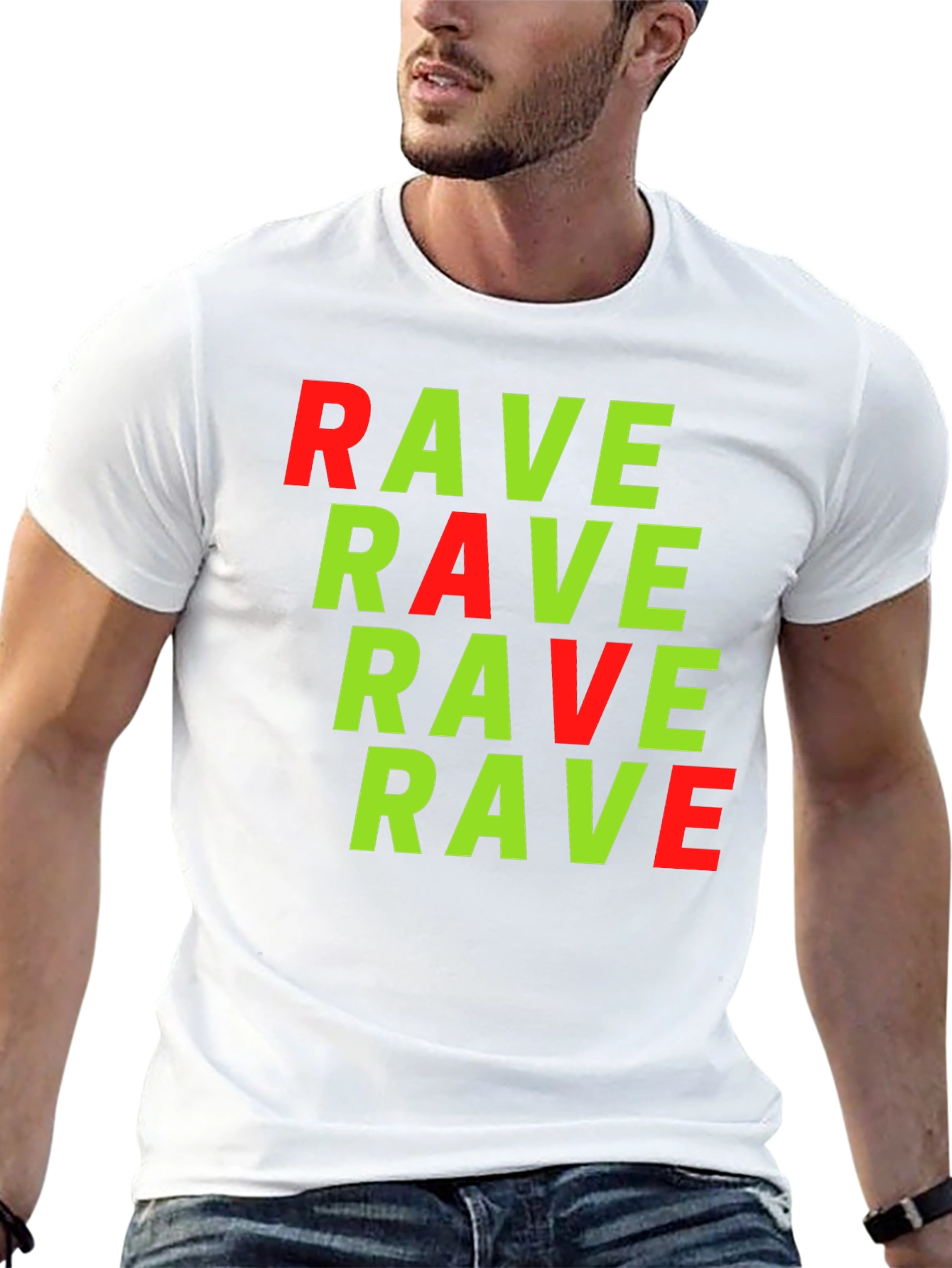 Camiseta Negra con Estampado RAVE