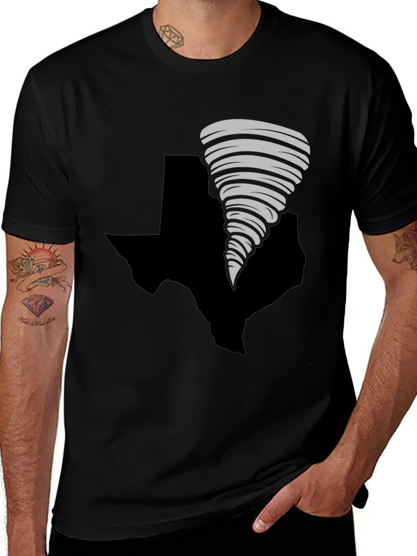 Camiseta Texas Tornado Hombre Negra