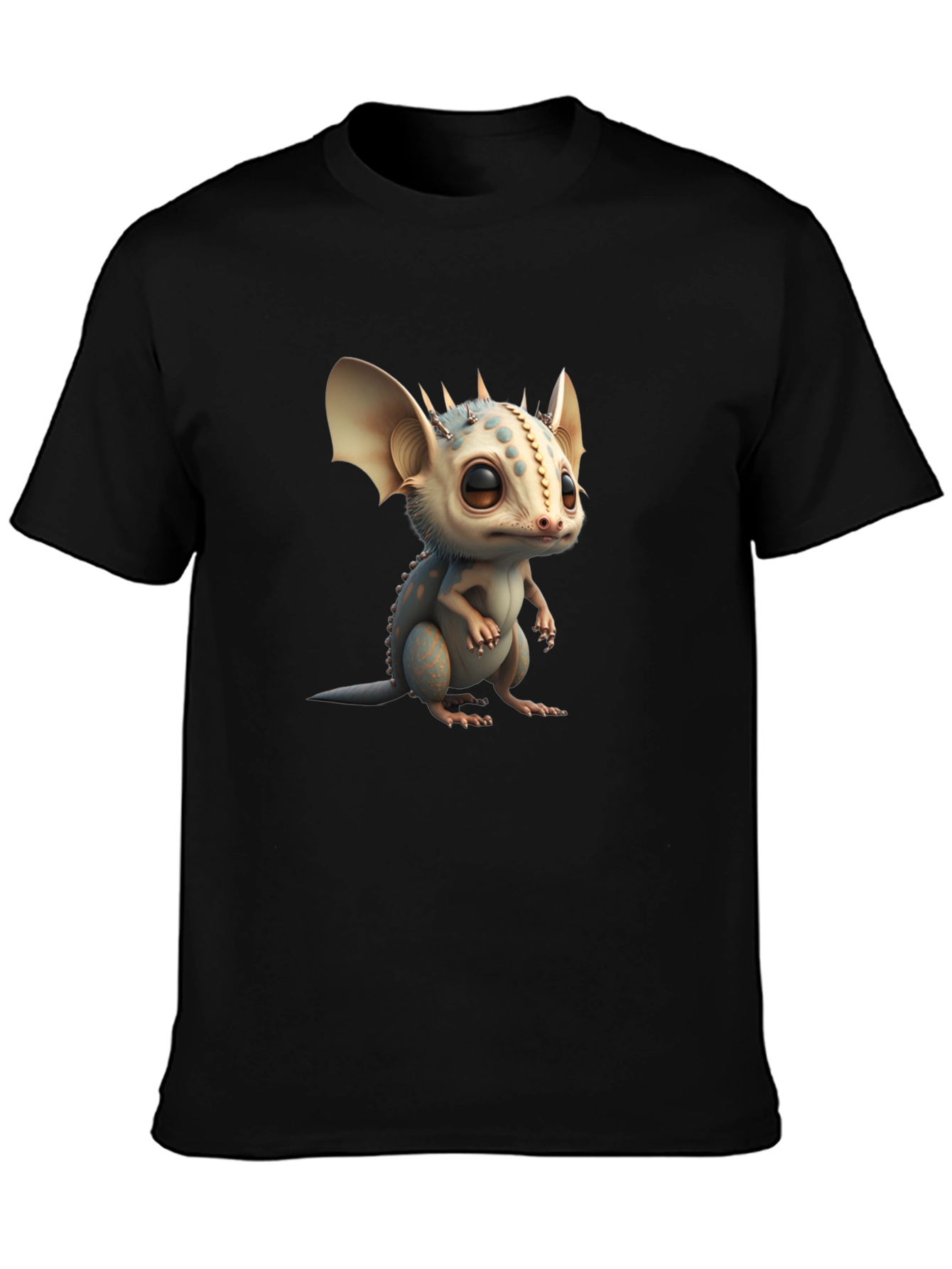 Camiseta Negra con Adorable Dragón de Dibujos Animados