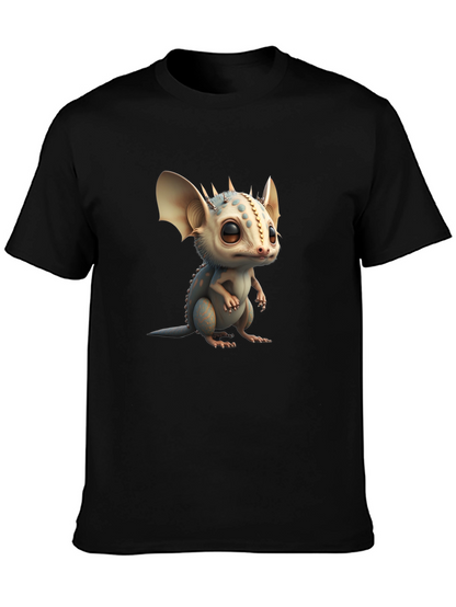 Camiseta Negra con Adorable Dragón de Dibujos Animados