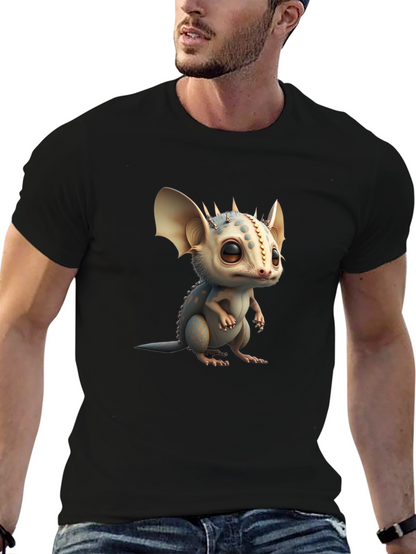 Camiseta Negra con Adorable Dragón de Dibujos Animados