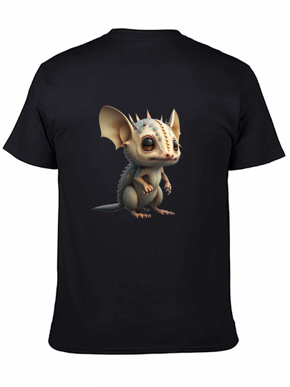 Camiseta Negra con Adorable Dragón de Dibujos Animados