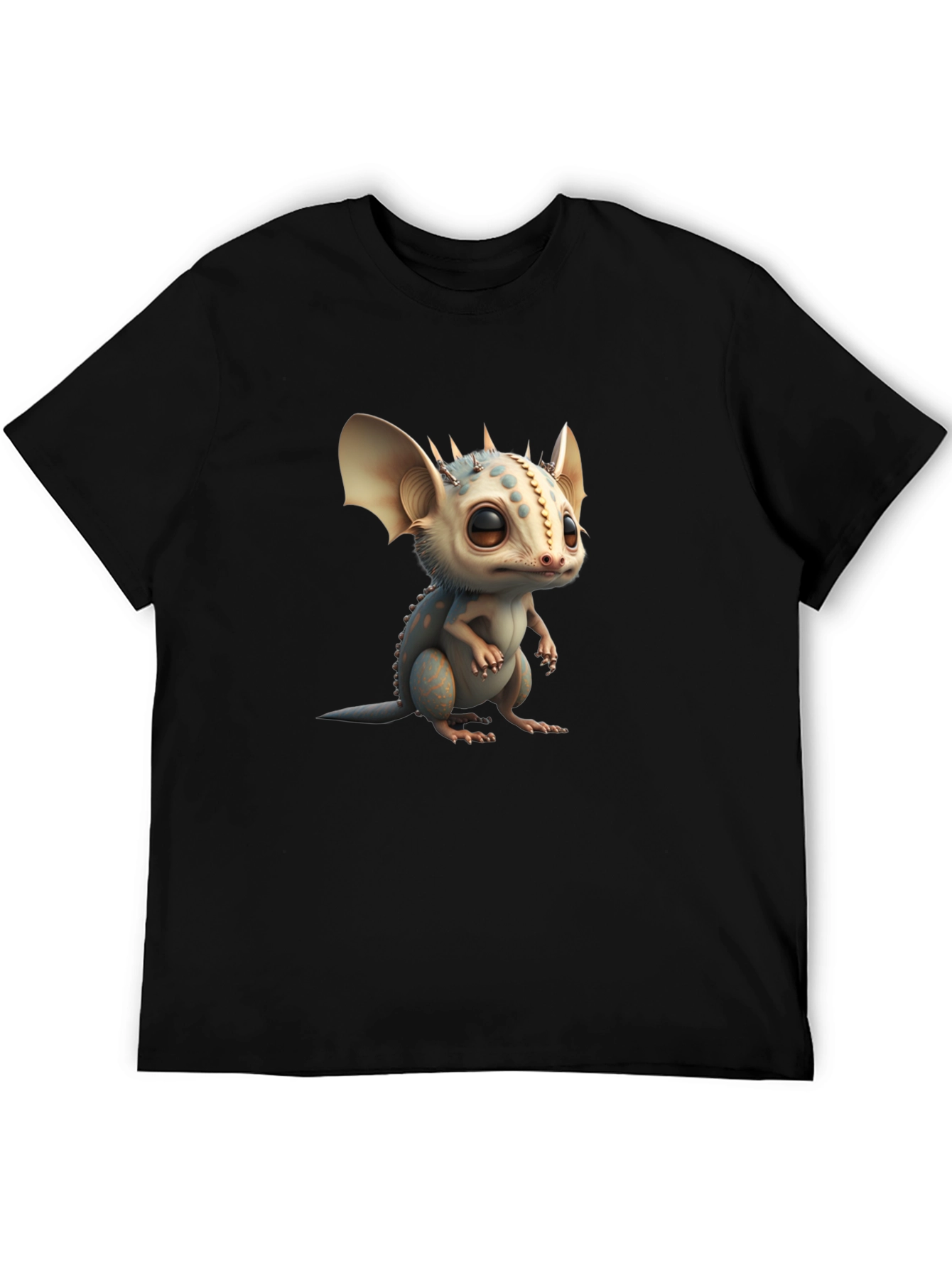 Camiseta Negra con Adorable Dragón de Dibujos Animados
