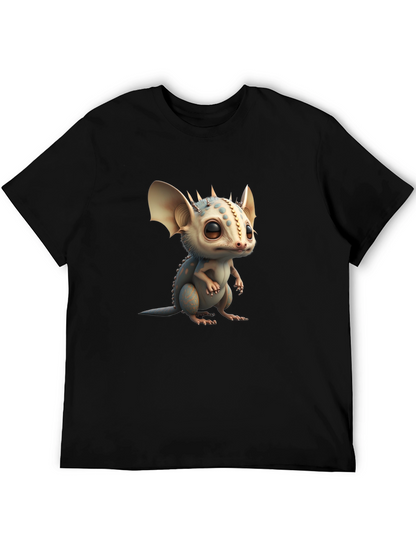 Camiseta Negra con Adorable Dragón de Dibujos Animados