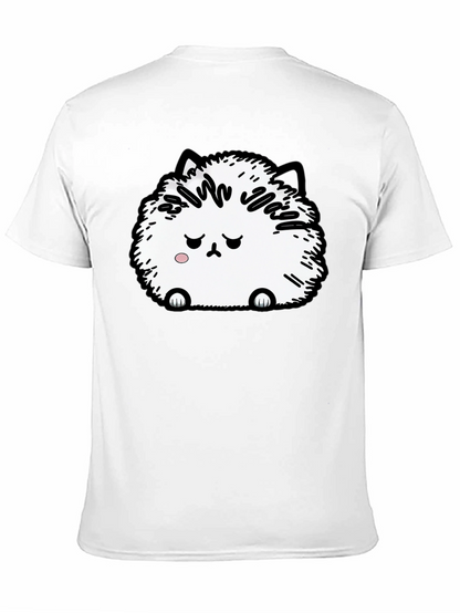 Camiseta Negra con Adorable Gato Peludo Triste